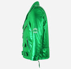 BRANDO Men's Green Metallic Leather Biker Jacket