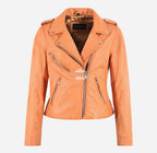 EMILY Women Leather Biker Jacket Soft Peach
