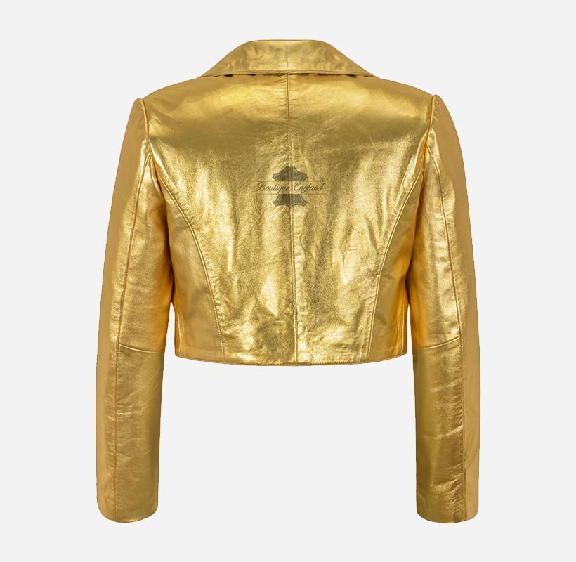 MAXIM Women's Leather Shrug Silver and Golden Leather Bolero Jacket