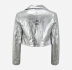 MAXIM Women's Leather Shrug Silver and Golden Leather Bolero Jacket