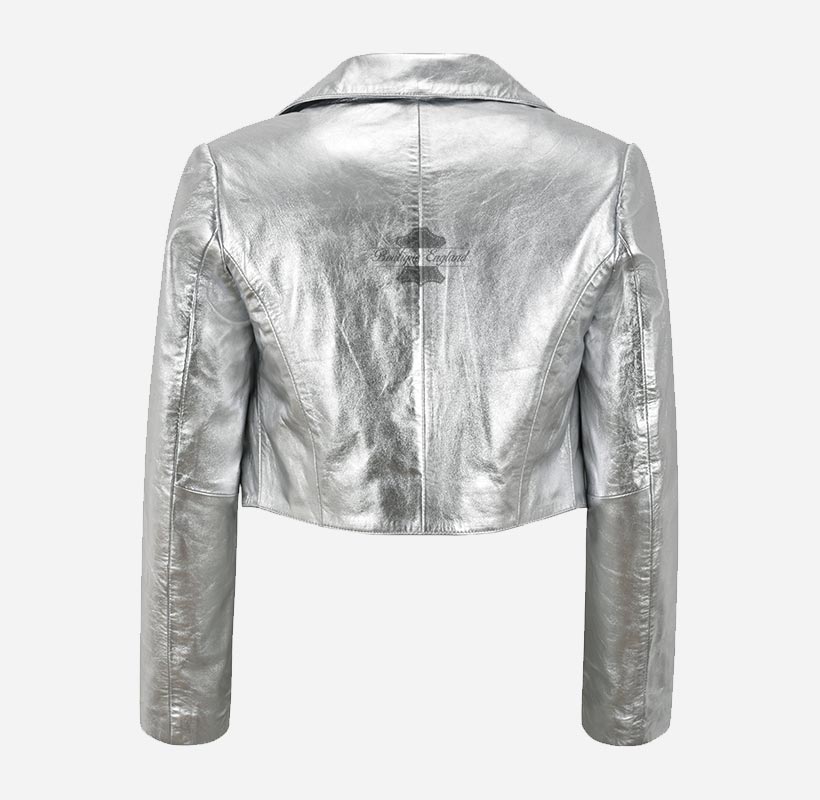 MAXIM Women's Leather Shrug Silver and Golden Leather Bolero Jacket