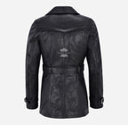 VENICE Women's Leather Double Breasted Mid-Length Trench Coat