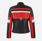 BOLT Women Leather Jacket Biker Style Black Red Jacket