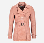 VENICE Women's Leather Double Breasted Mid-Length Trench Coat