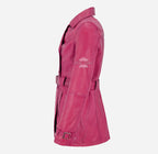 VENICE Women's Leather Double Breasted Mid-Length Trench Coat