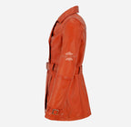 VENICE Women's Leather Double Breasted Mid-Length Trench Coat