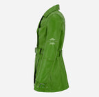 VENICE Women's Leather Double Breasted Mid-Length Trench Coat