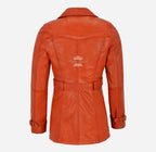 VENICE Women's Leather Double Breasted Mid-Length Trench Coat