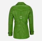 VENICE Women's Leather Double Breasted Mid-Length Trench Coat