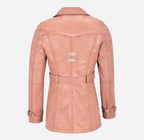 VENICE Women's Leather Double Breasted Mid-Length Trench Coat