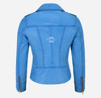 RIDER Women's Casual Center Zip Leather Biker Jacket