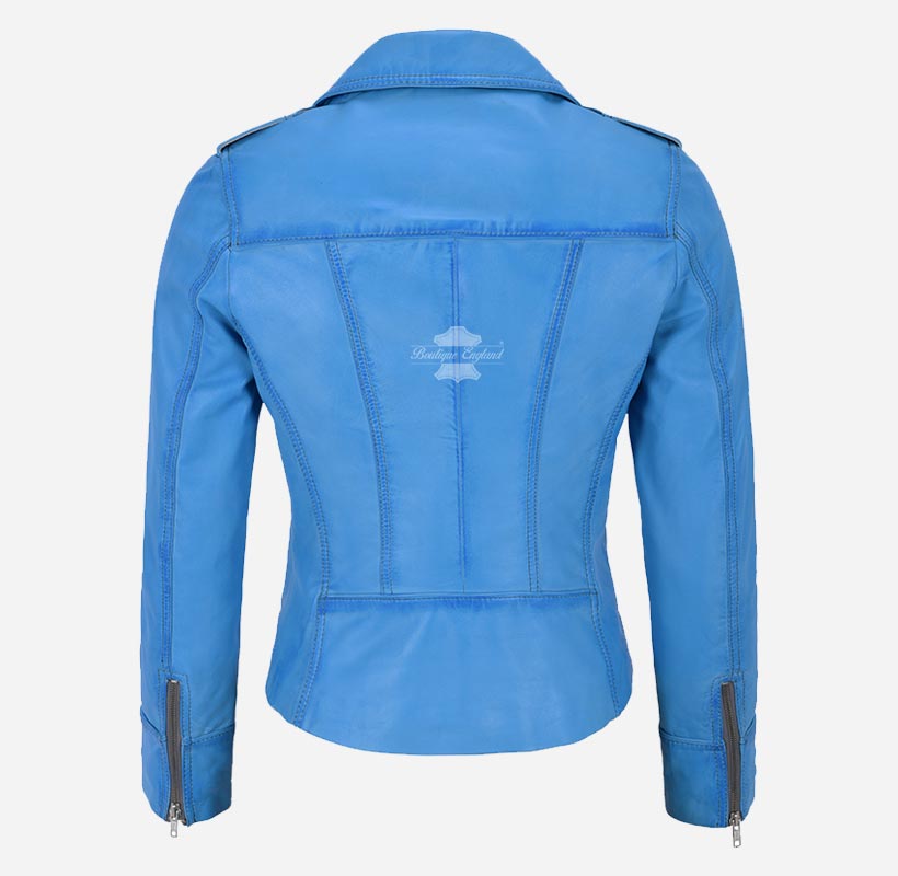 RIDER Women's Casual Center Zip Leather Biker Jacket