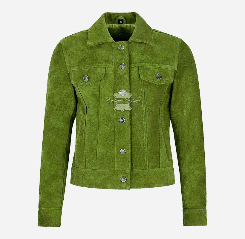 Women TRUCKER Suede Jacket Western Shirt Style Jacket