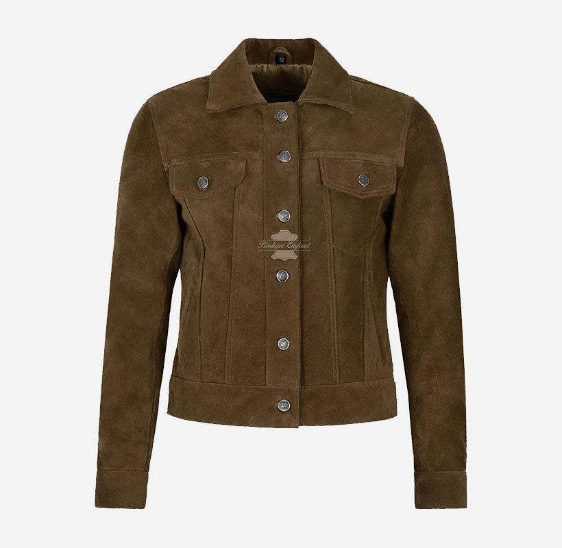 TRUCKER Style Women's Suede Denim Jacket