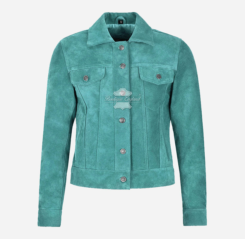 Women TRUCKER Suede Jacket Western Shirt Style Jacket