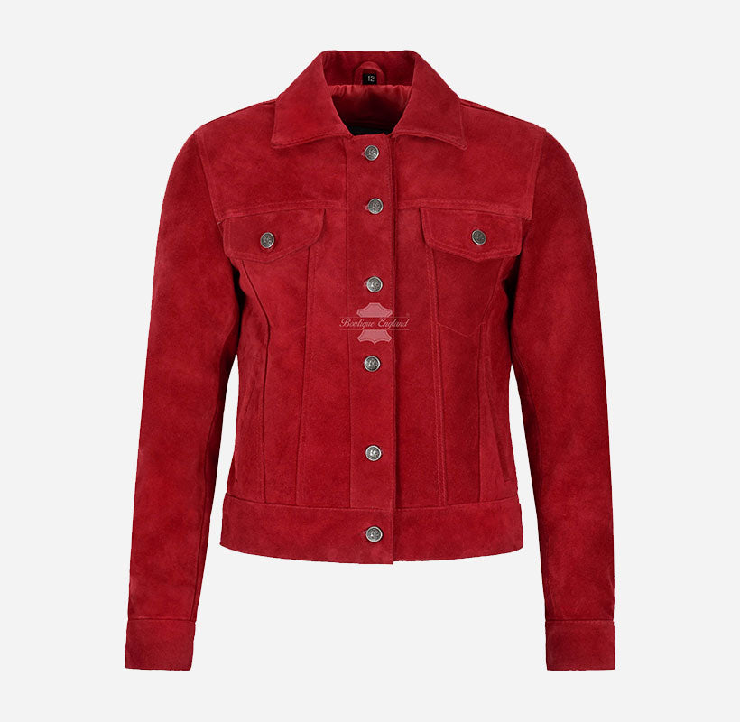 TRUCKER Style Women's Suede Denim Jacket