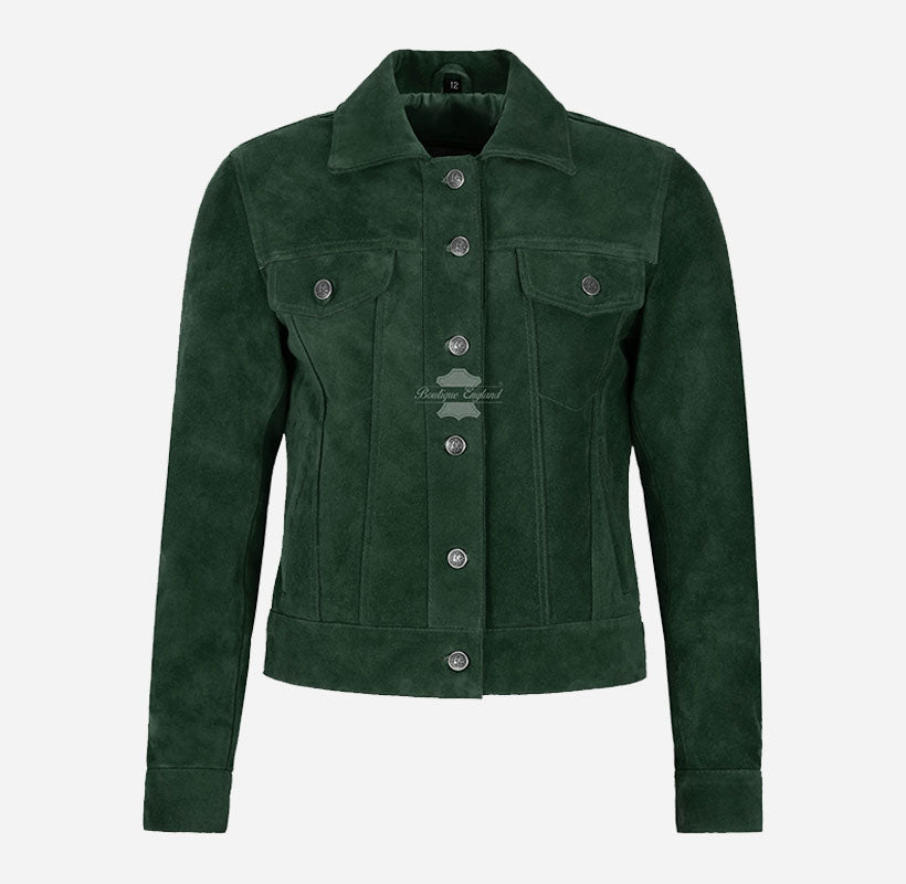 TRUCKER Style Women's Suede Denim Jacket
