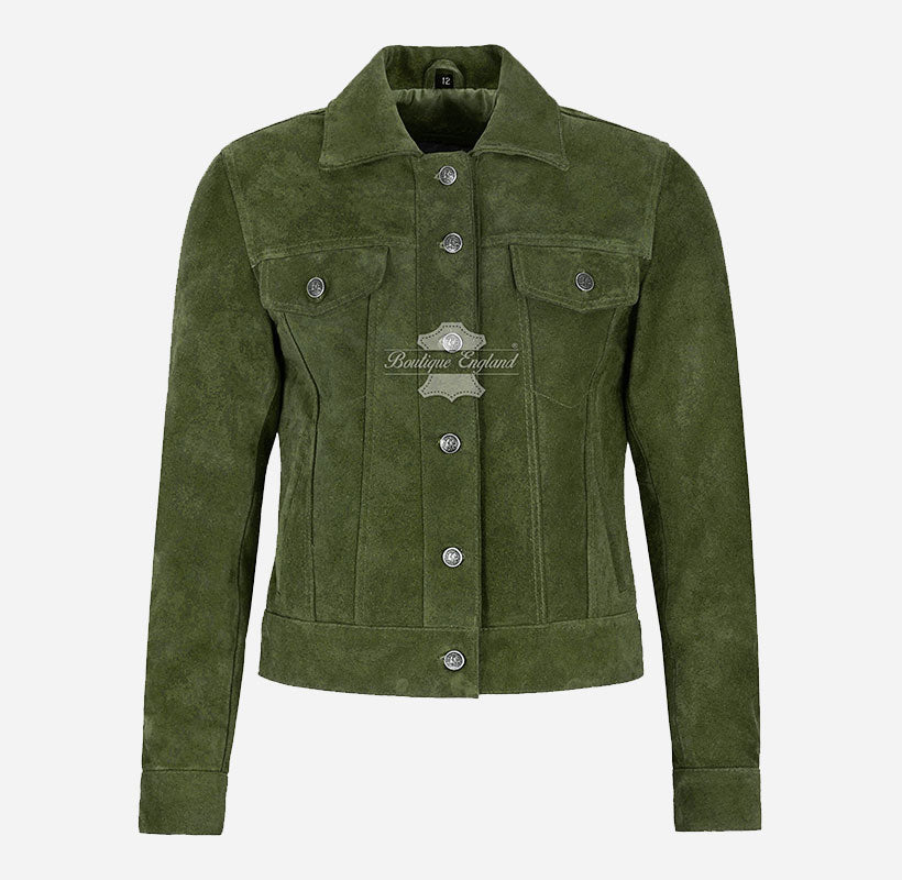 Women TRUCKER Suede Jacket Western Shirt Style Jacket