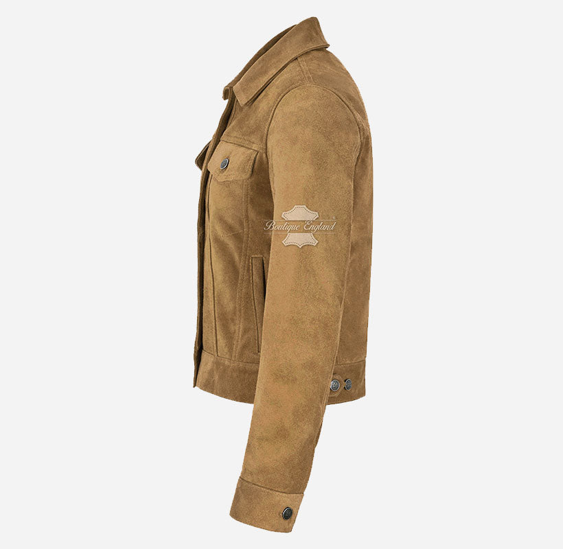 Women TRUCKER Suede Jacket Western Shirt Style Jacket