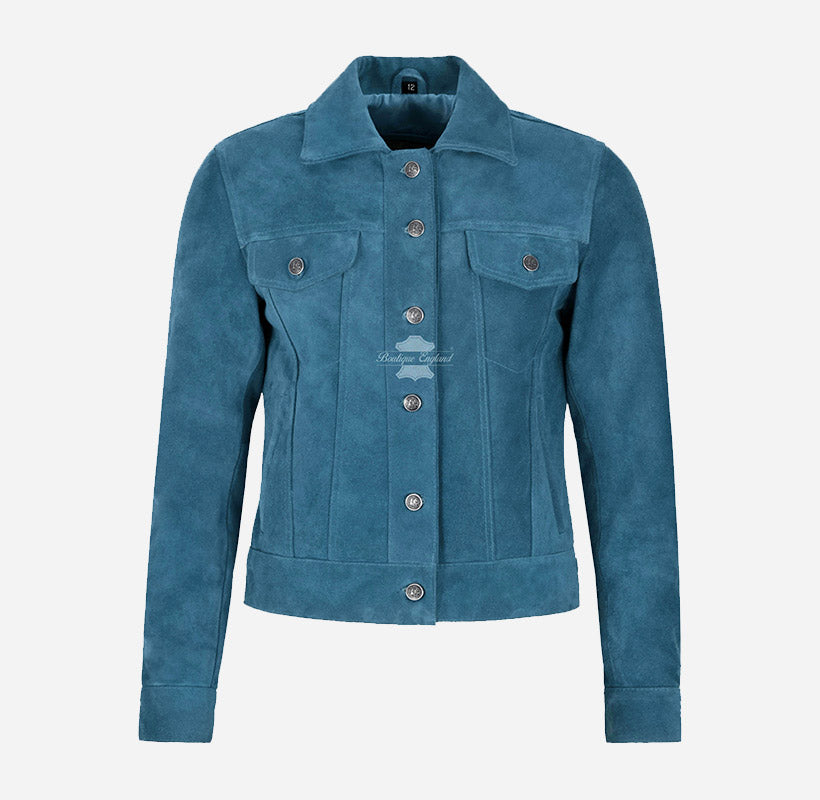TRUCKER Style Women's Suede Denim Jacket