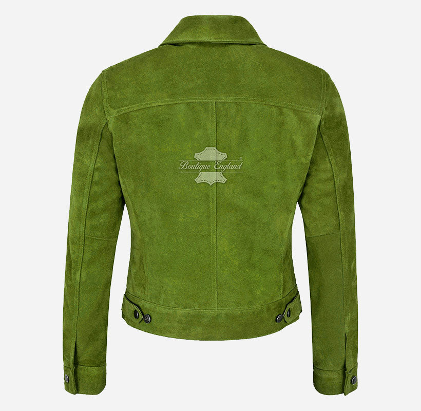 Women TRUCKER Suede Jacket Western Shirt Style Jacket