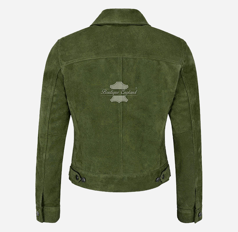 Women TRUCKER Suede Jacket Western Shirt Style Jacket