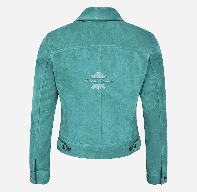 Women TRUCKER Suede Jacket Western Shirt Style Jacket