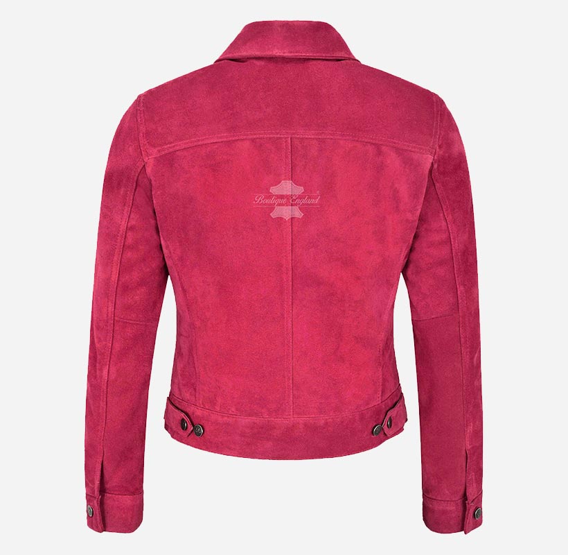 Ladies TRUCKER Suede Jacket Western Shirt Style Suede Jacket