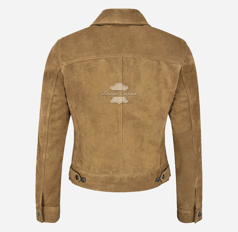 Women TRUCKER Suede Jacket Western Shirt Style Jacket