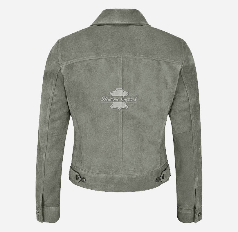 Women TRUCKER Suede Jacket Western Shirt Style Jacket