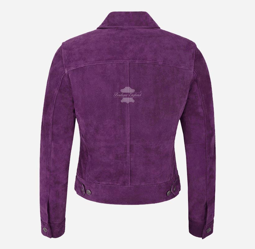 Ladies TRUCKER Suede Jacket Western Shirt Style Suede Jacket