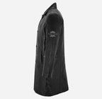 CITY Black Knee Length Leather Coat For Men's