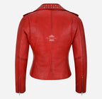 BRANDO Ladies Studded Collar Leather Biker Jacket Fitted Jacket