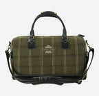 Tweed Fabric Large Holdall Weekend Bag with Leather Detailing