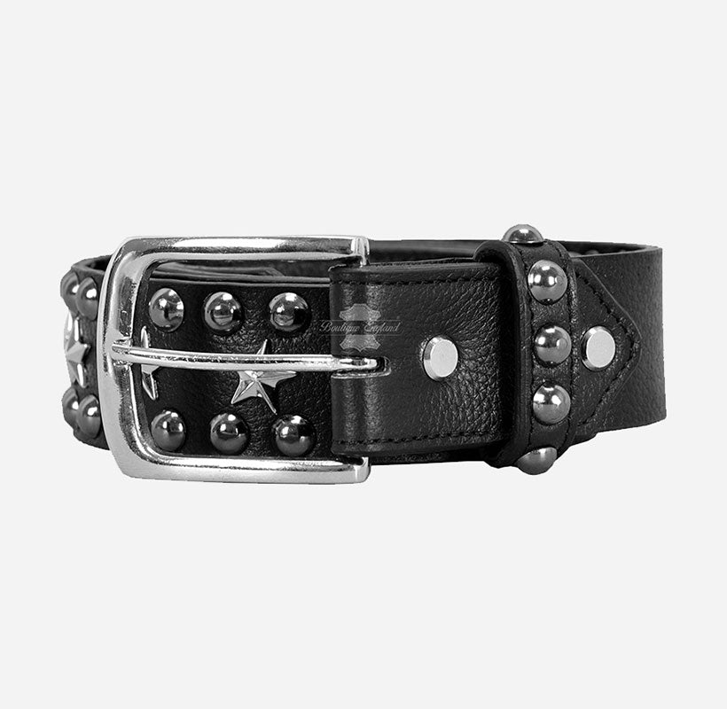 Men's Star Studded Leather Belt