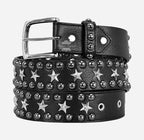 Men's Star Studded Leather Belt