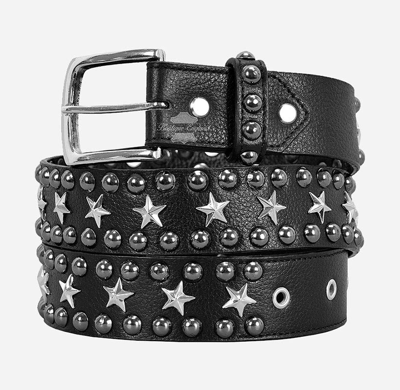 Men's Star Studded Leather Belt