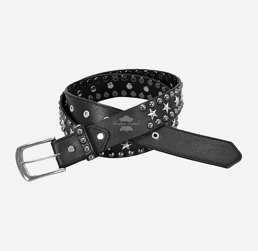 Men's Star Studded Leather Belt