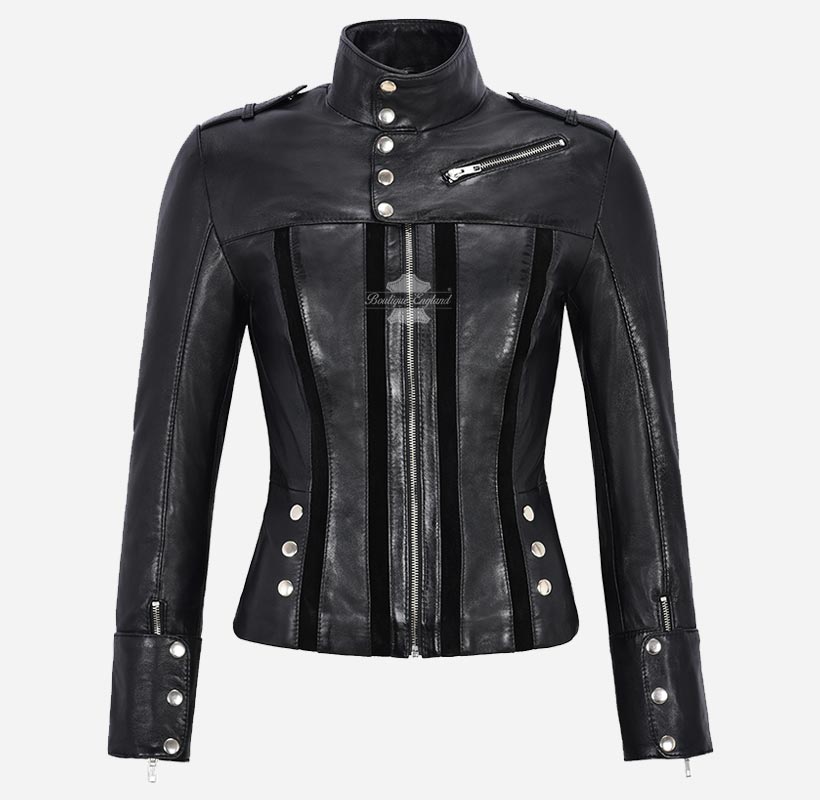 GLENVILLE Ladies Leather Jacket Casual Biker Style Jacket