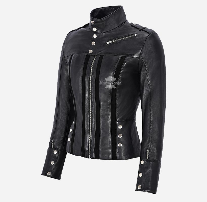 GLENVILLE Ladies Leather Jacket Casual Biker Style Jacket