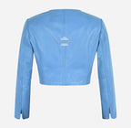 MARTY Women Collarless Cropped Leather Jacket Leather Shrug