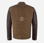 MOB Men's Leather Plus Fabric Jacket Biker Style Fashion Jacket