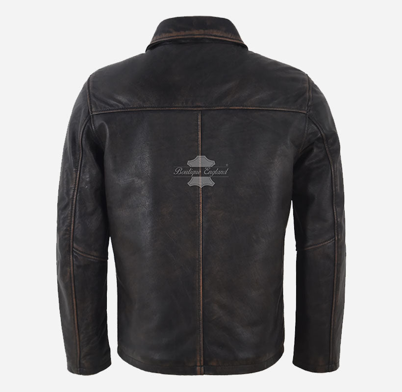 NOBLE Men's Classic Collared Leather Jacket