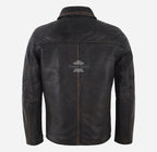 NOBLE Men's Classic Collared Leather Jacket