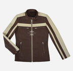 BLITZAR Women's Leather Racer Jacket in Brown