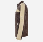 BLITZAR Women's Leather Racer Jacket in Brown