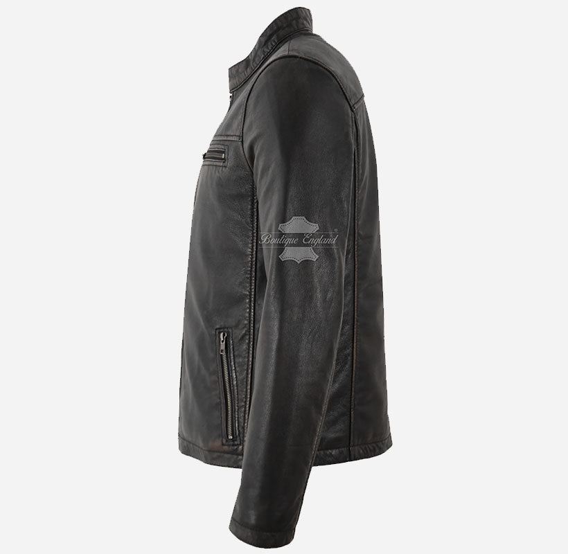 BRUISER Men's Leather Racer Jacket