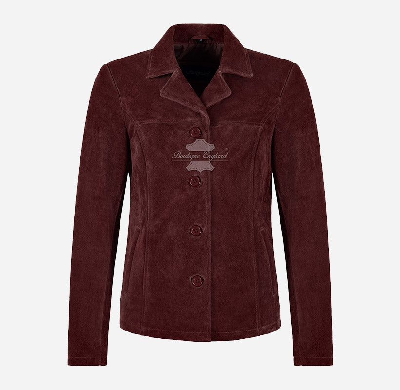 JENNIFER Women's Suede Blazer Jacket Box Coat