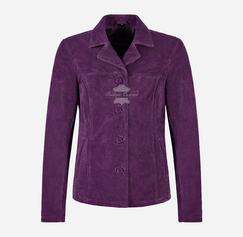 JENNIFER Women's Suede Jacket Box Blazer Coat