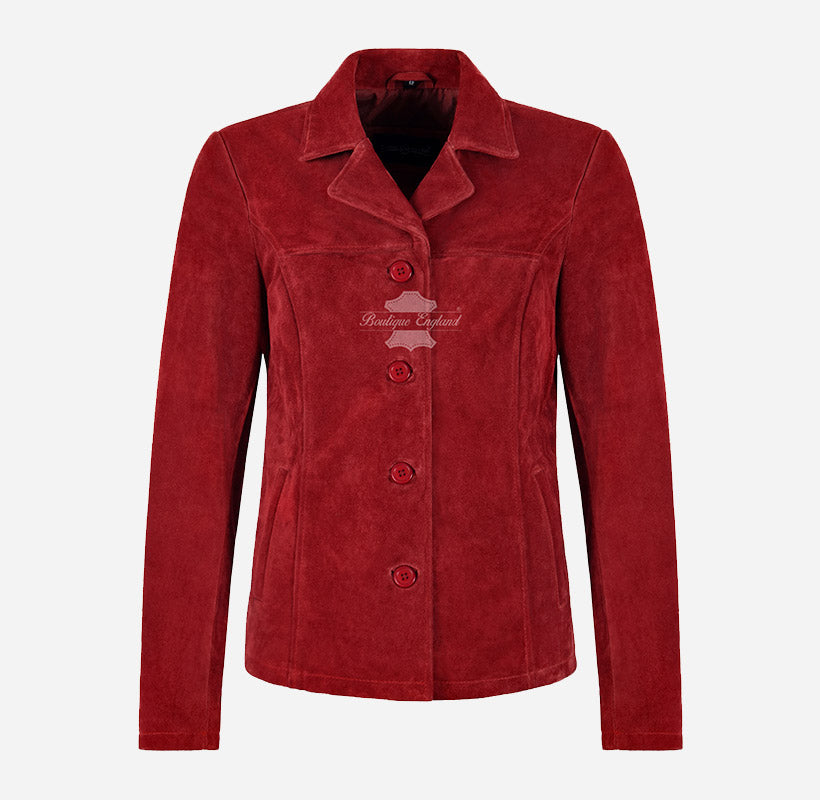 JENNIFER Women's Suede Jacket Box Blazer Coat